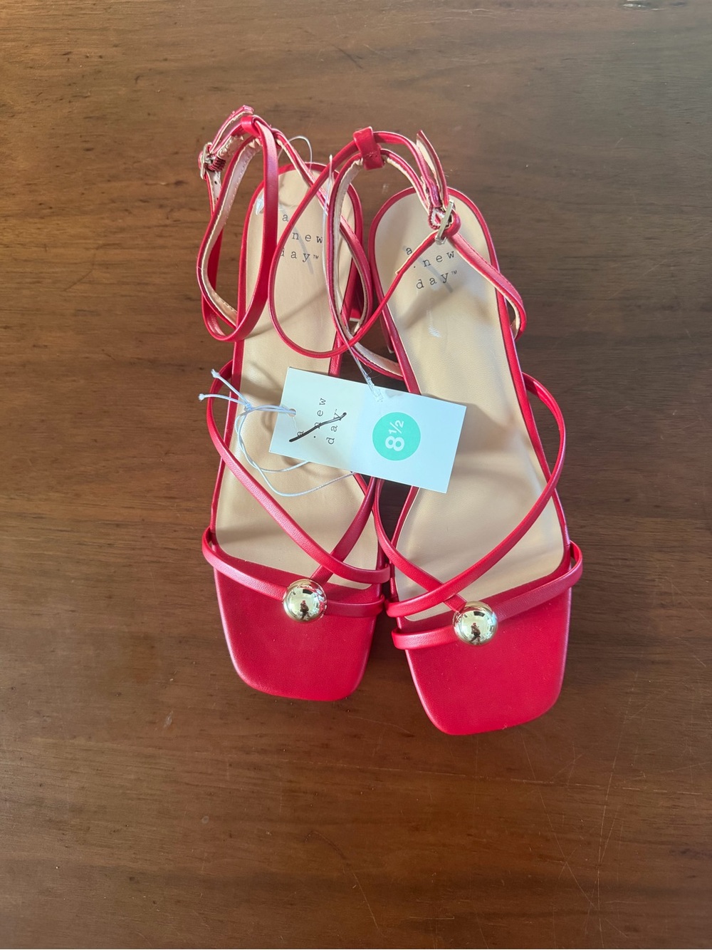 A New Day Women's Red/Phoebe Ankle Buckle Sandals